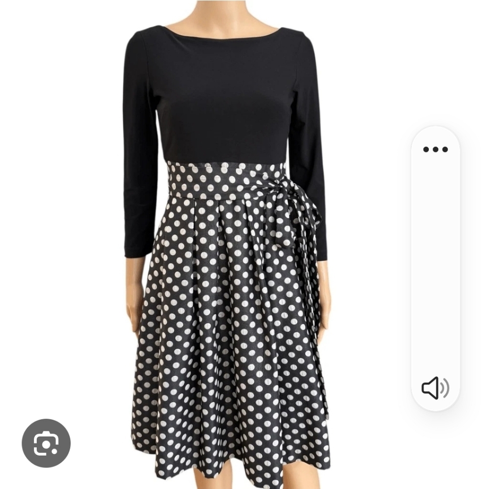 Eliza J Elegant Black and White Polka Dot Dress. Size 10P